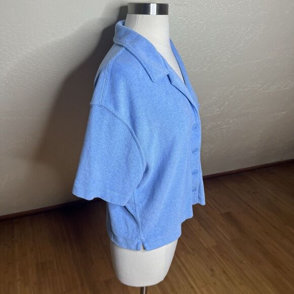 Abercrombie & Fitch Top Womens Medium Blue Terry Cloth Short Sleeve Shirt Y2k - Picture 6 of 8